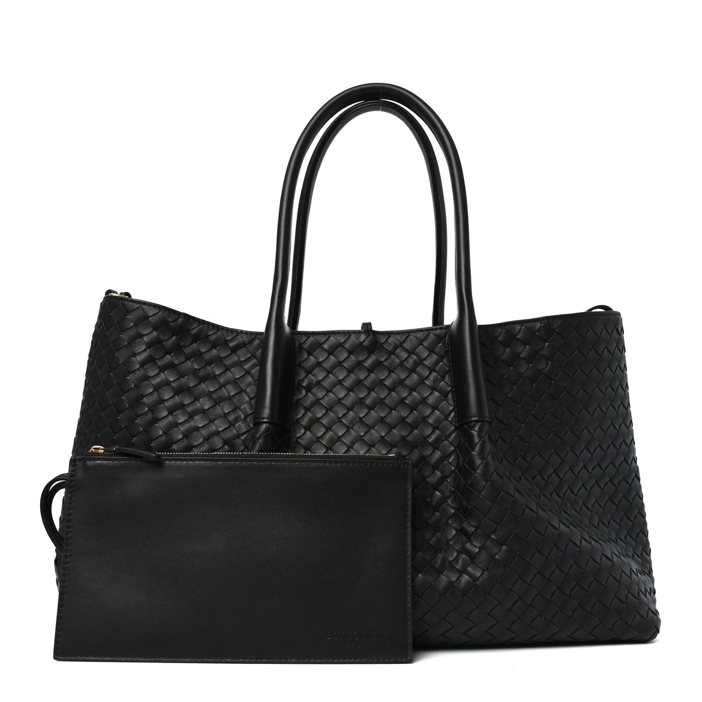 Calfskin Intrecciato Large Pinacoteca Reversible Tote Black