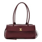 Grained Calfskin Stitched Urban Essentials Small Shopping Bag Burgundy