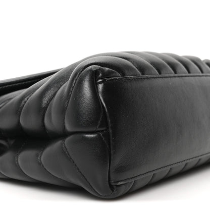 Calfskin Y Quilted Monogram Small Loulou Chain Satchel Black
