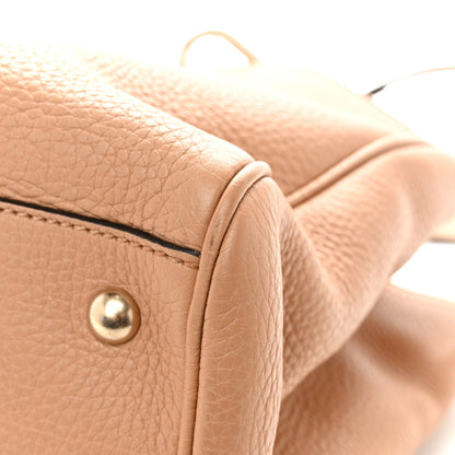 Pebbled Calfskin Medium Bamboo Shopper Tote Camelia