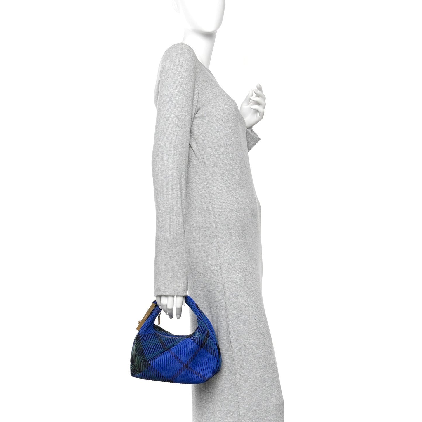 Canvas Knitted Check Mini Peg Duffle Bag Knight