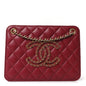 Calfskin Quilted Small CC Chain Accordion Tote Red