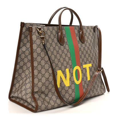GG Supreme Monogram Fake/Not Large Retro Interlocking G Tote Bag Beige Brown Sugar