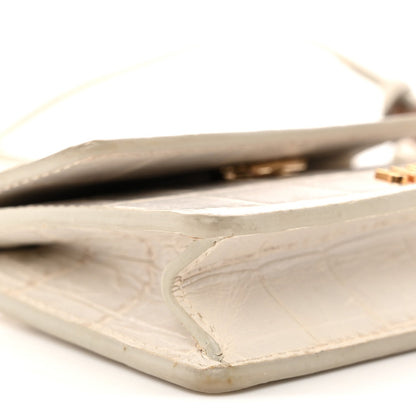 Calfskin Crocodile Embossed Le Riviera White