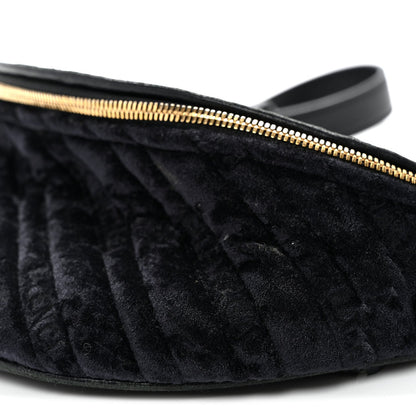Crushed Velvet Logo Embossed XXS Souvenir Belt Bag Black