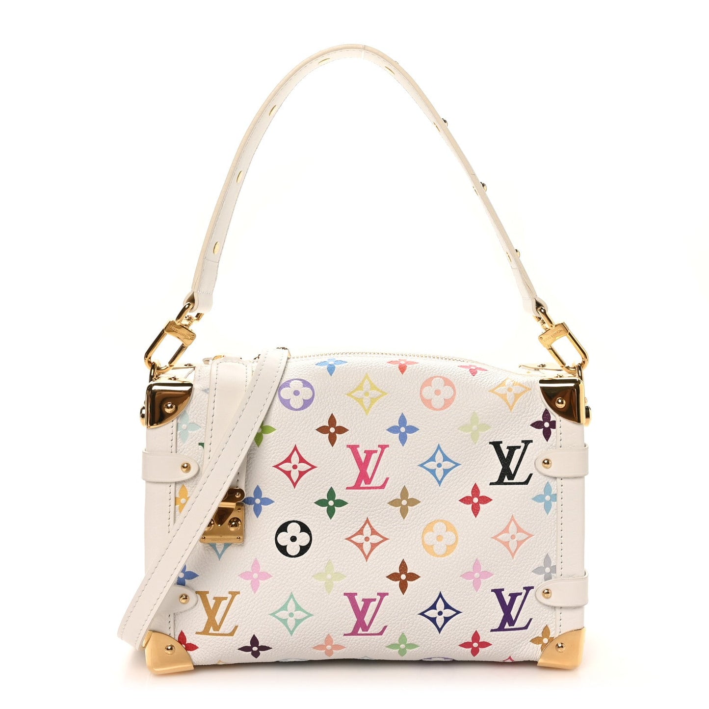 LV x TM Cowhide Monogram Multicolor Side Trunk MM White