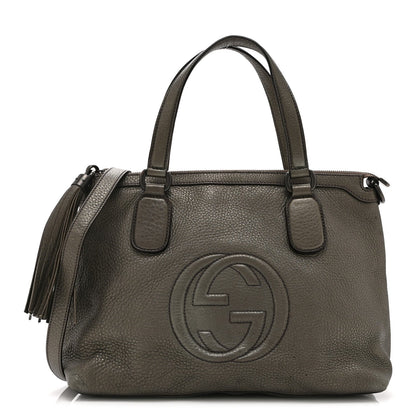 Metallic Cellarius Calfskin Small Soho Top Handle Satchel Sasso