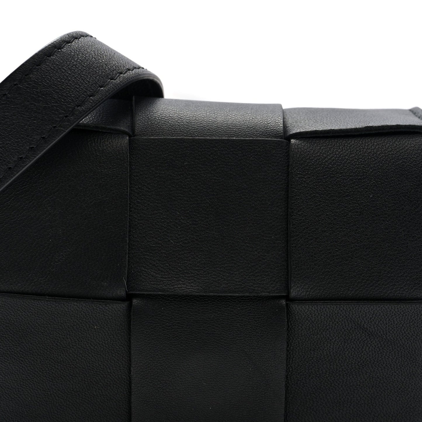Lambskin Maxi Intrecciato Extra Mini Cassette Crossbody Bag Black