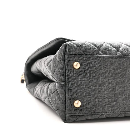 Caviar Quilted Small Coco Handle Flap Black