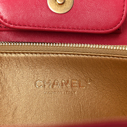 Lambskin Quilted Coco Midnight Clutch Dark Pink