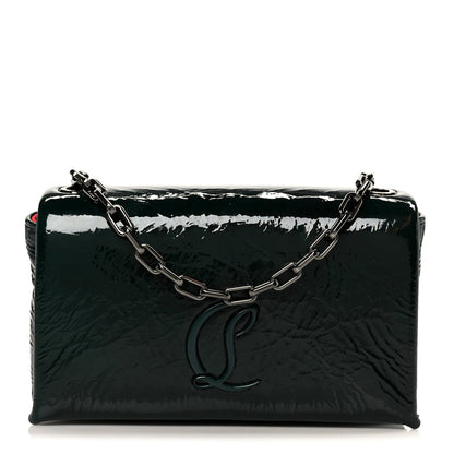Naplak Patent Calfskin Monochrome Loubi54 Shoulder Bag Green