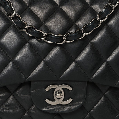 Lambskin Quilted Jumbo Single Flap Black