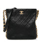 Calfskin Quilted Framing Chain Hobo Black