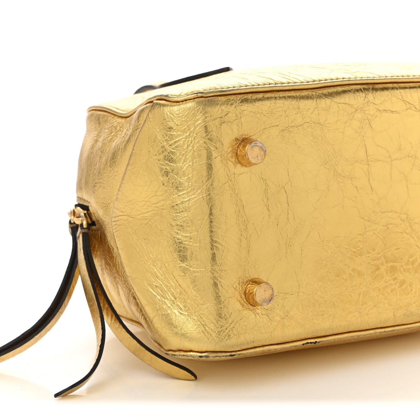 Metallic Calfskin Small Maeve Bag Gold