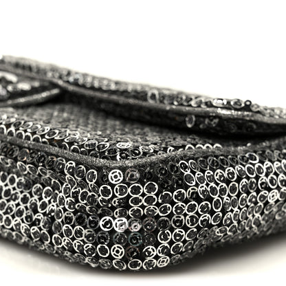 Sequin East West Flap Dark Silver