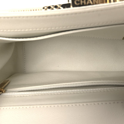 Caviar Quilted Small Business Affinity Flap White