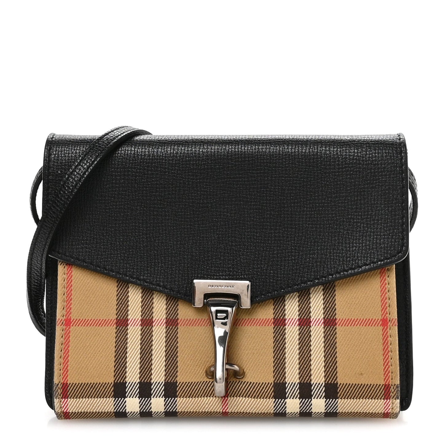 Derby Calfskin House Check Small Macken Crossbody Bag Black Archive Beige
