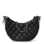 Lambskin Quilted Small Hobo Bag Black