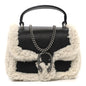 Sakai Be Green Calfskin Shearling Mini Dionysus Top Handle Bag Black