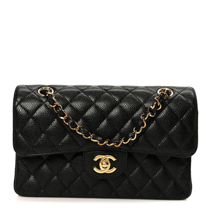 Caviar Quilted Small Double Flap Black