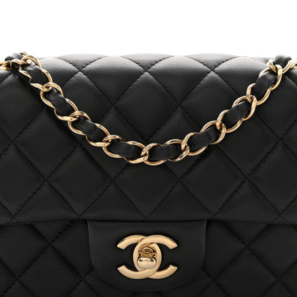 Lambskin Quilted Mini Rectangular Flap Black