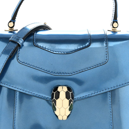 Metallic Calfskin Serpenti Forever Top Handle Blue