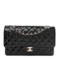Patent Quilted Medium Double Flap Black