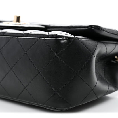 Lambskin Quilted Mini Rectangular Flap Black