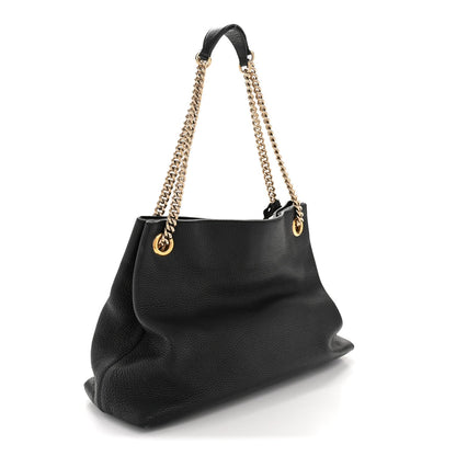 Pebbled Calfskin Medium Soho Chain Shoulder Bag Black