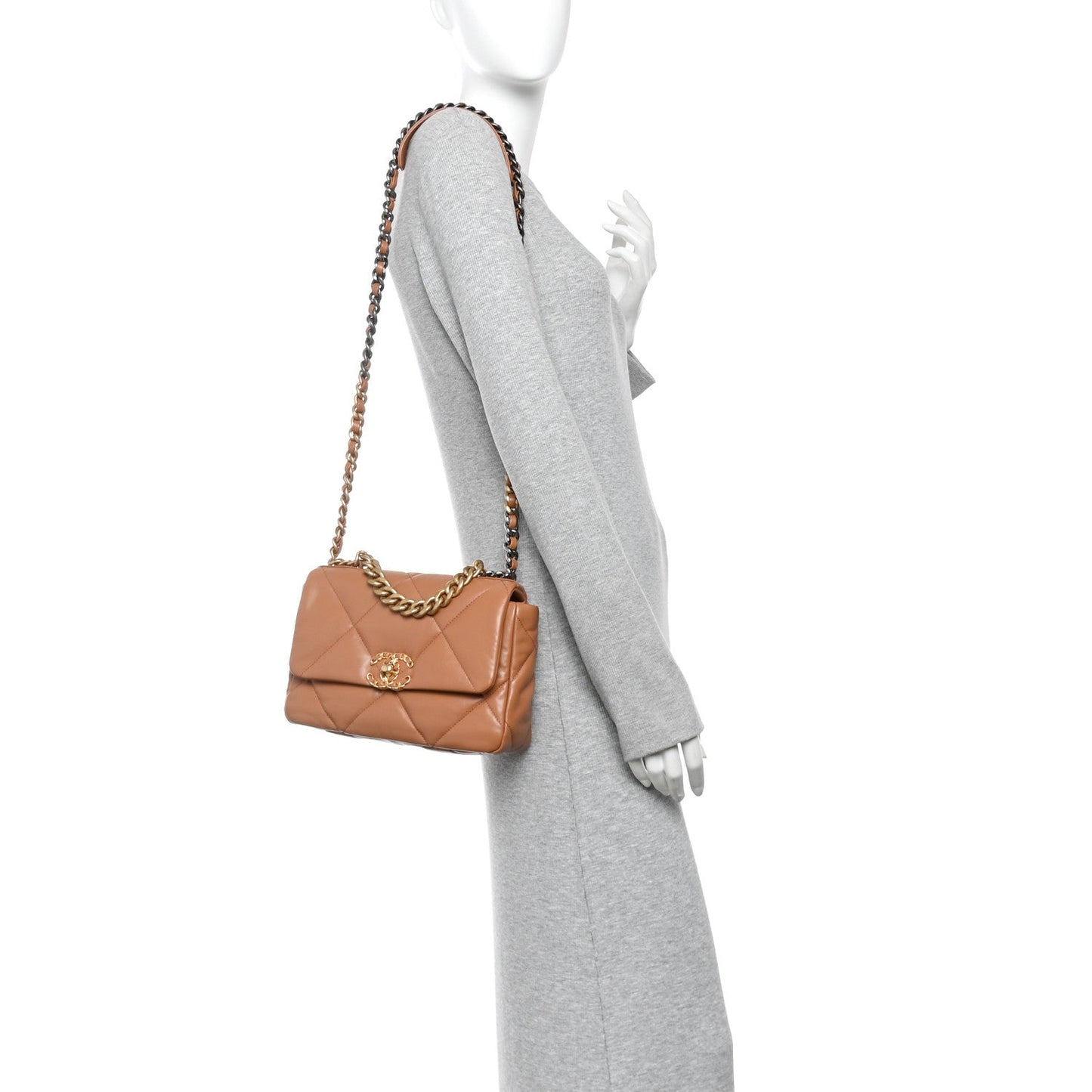 Lambskin Quilted Medium Chanel 19 Flap Brown