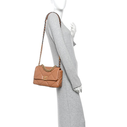 Lambskin Quilted Medium Chanel 19 Flap Brown