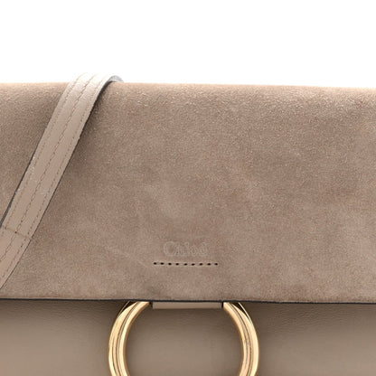Suede Calfskin Small Faye Shoulder Bag Motty Grey
