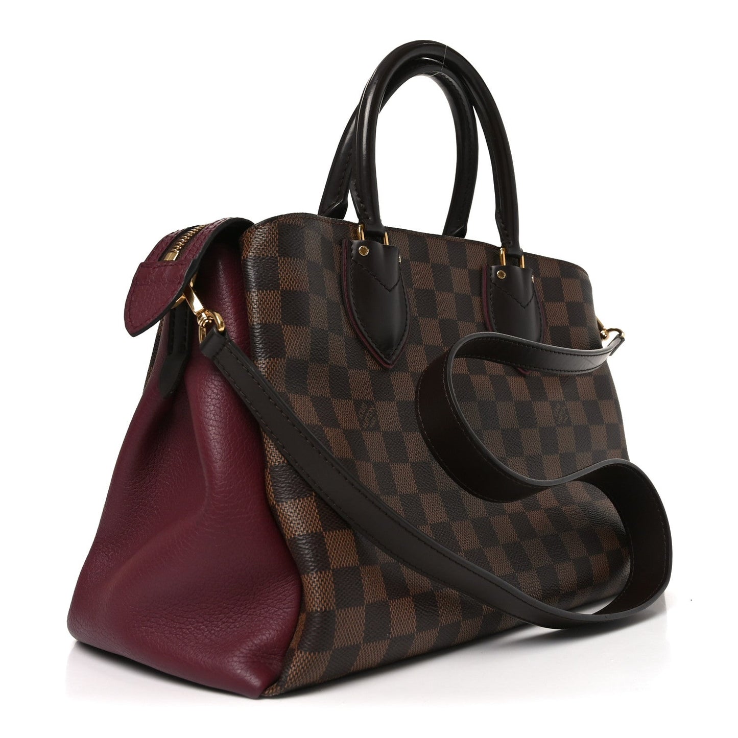 Cuir Taurillon Damier Ebene Normandy Bordeaux