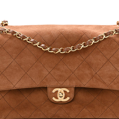 Suede Calfskin Small Souplissimo Maxi Flap Camel