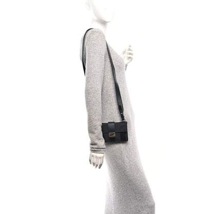 Recycled Nylon Vitello Grace Light Pequin Baguette Belt Pouch Black