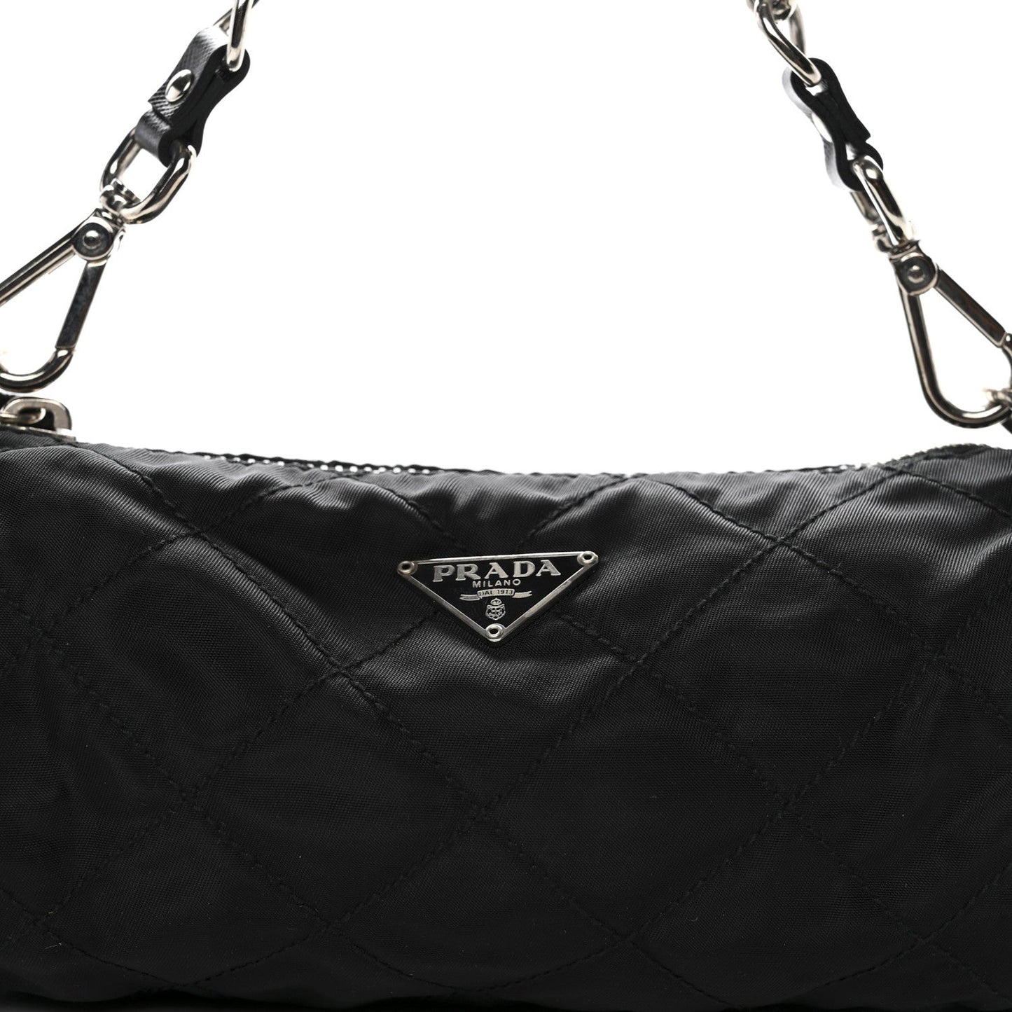Tessuto Nylon Saffiano Impunturato Quilted Barrel Pochette Black