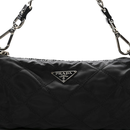 Tessuto Nylon Saffiano Impunturato Quilted Barrel Pochette Black