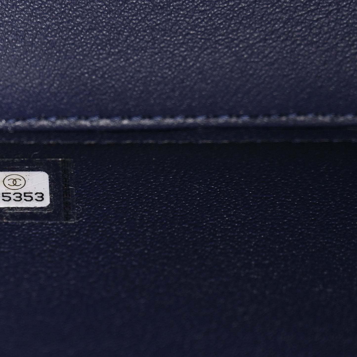 Caviar Quilted Small Top Handle Vanity Case With Chain Navy Blue