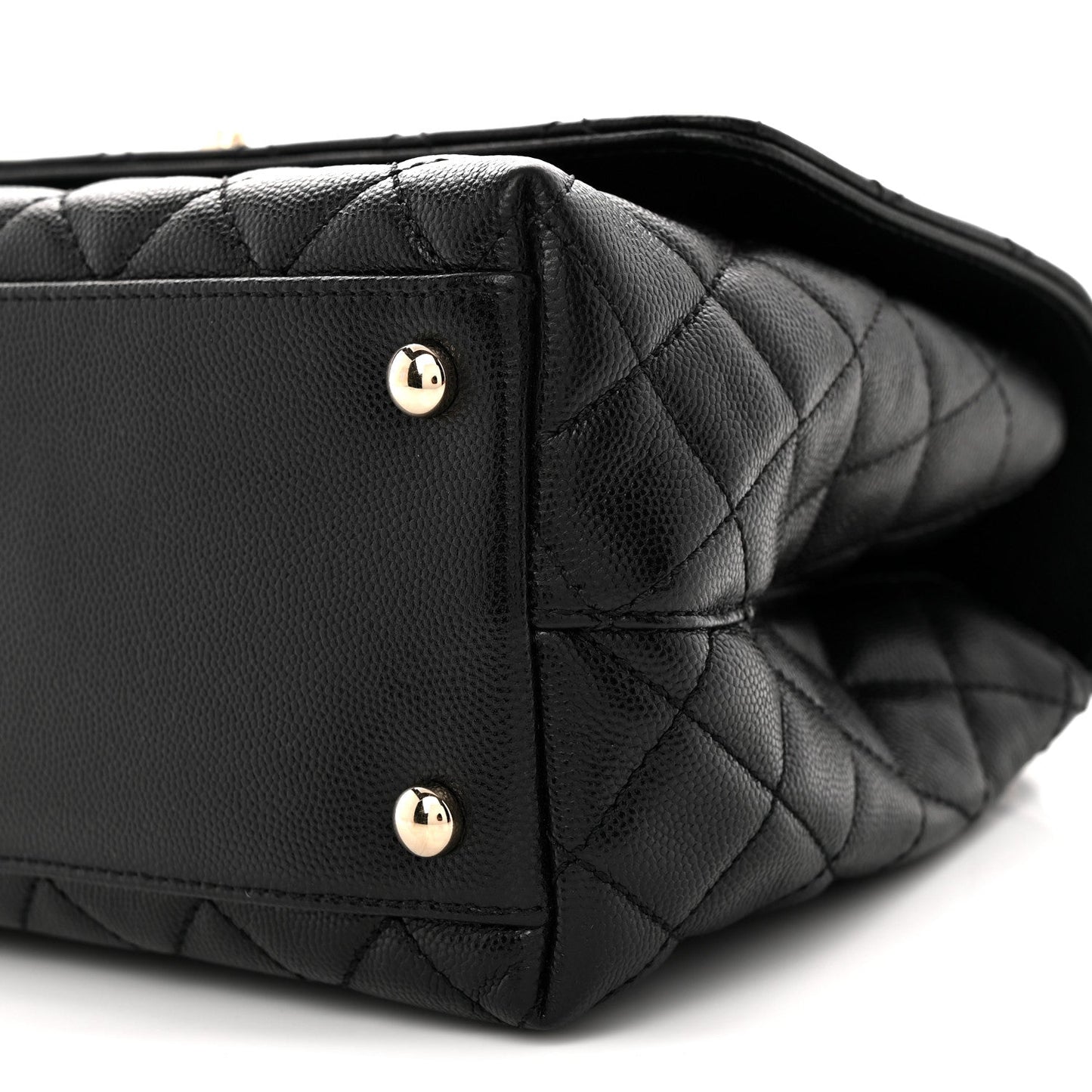 Caviar Quilted Small Coco Handle Flap Black