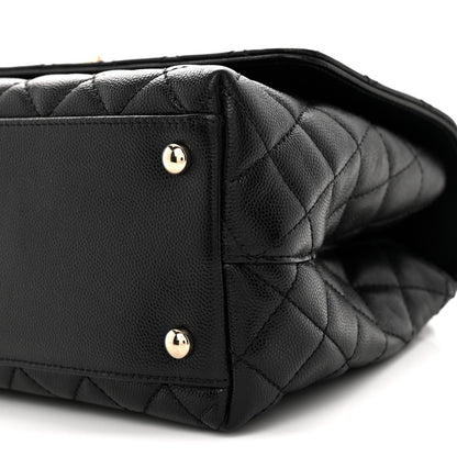 Caviar Quilted Small Coco Handle Flap Black