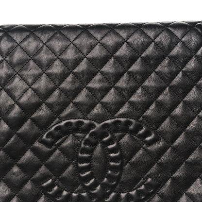 Calfskin Quilted Istanbul Accordion Large Flap Black