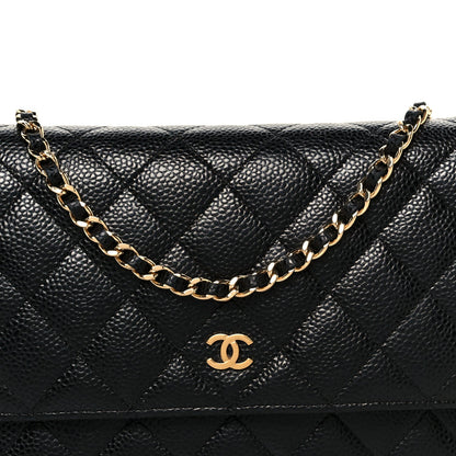 Caviar Quilted Wallet On Chain WOC Black