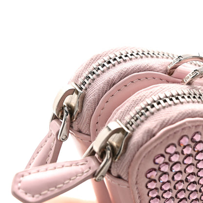 Satin Crystal Mini Triangle Crossbody Pouch Alabastro