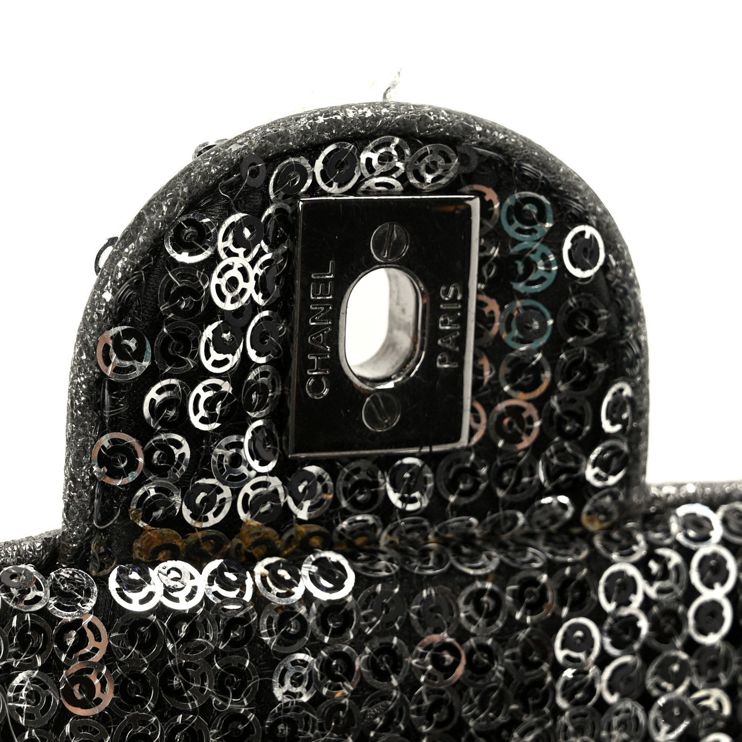 Sequin East West Flap Dark Silver