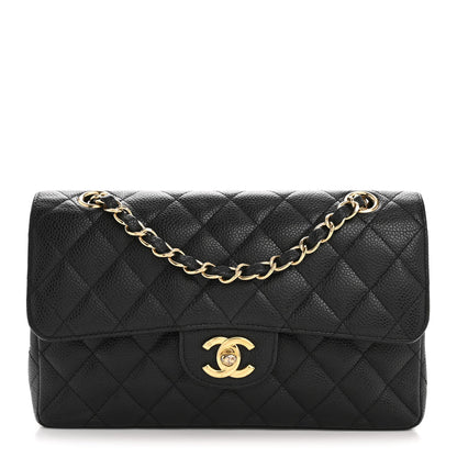 Caviar Quilted Small Double Flap Black