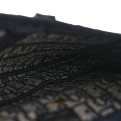 Oblique Embroidered Saddle Bag Blue