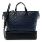 Aged Calfskin Quilted Large Gabrielle Shopping Tote Navy Black