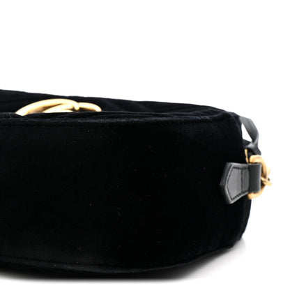 Velvet Matelasse Small GG Marmont Chain Shoulder Bag Black