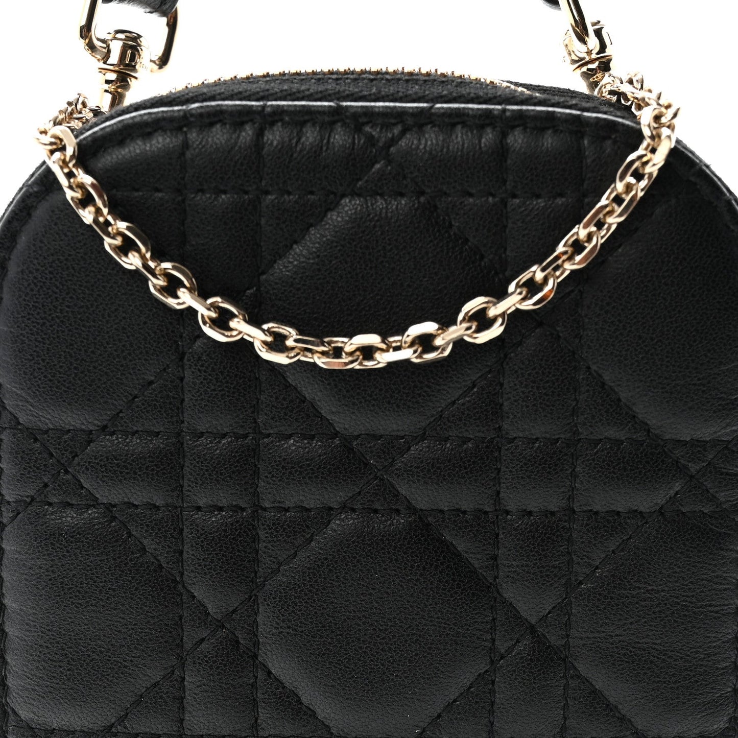 Lambskin Cannage Lady Dior Phone Holder Black