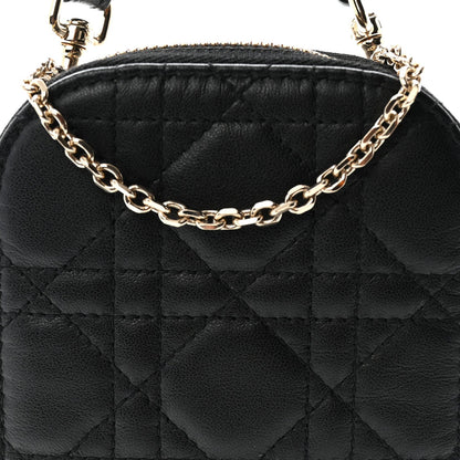 Lambskin Cannage Lady Dior Phone Holder Black